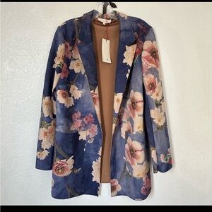Solitaire Floral Open Front Cardigan NWT~ M
